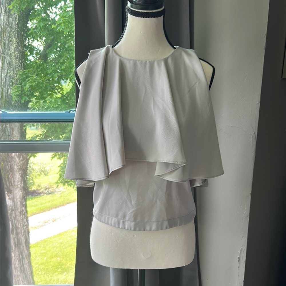 Topshop Gray Sleeveless Open-back Blouse